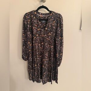 Anthropologie Maeve Black Dress with Floral Accents